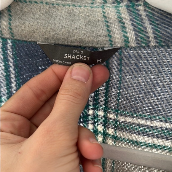 Plaid Women's Jacket in Blue and Gray - Picture 2 of 4